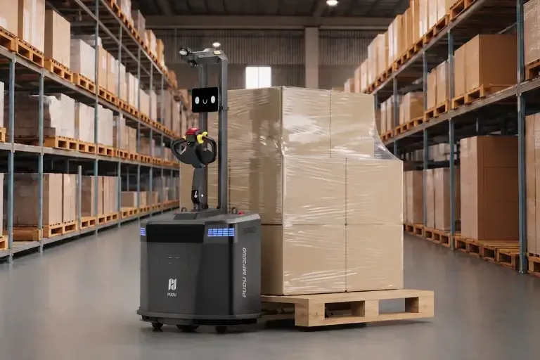 Robot de manutention de palettes Pudu MP2000 en entrepôt